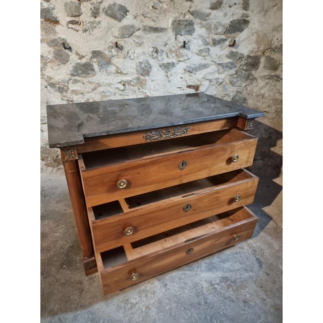 Antique Chest of Drawers in Walnut and Oak with Marble Top, France, 1820-1850 For Sale - Image 6 of 18