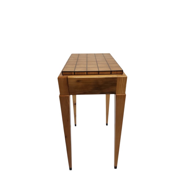 Wood Reclaimed Old Growth Pine Parquetry Side Table For Sale - Image 7 of 17