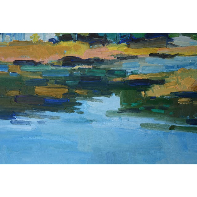 Blue Vintage Pam Glover Plein Air Impressionist Landscape Oil Painting For Sale - Image 8 of 16