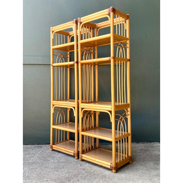 Vintage Rattan Etagere Shelves - A Pair For Sale - Image 4 of 15