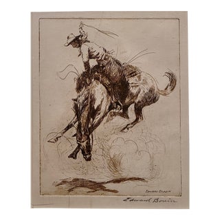 Edward Borein - Bucking Bronco -1920s Original Etching For Sale