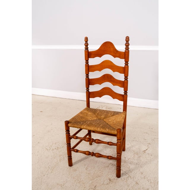 Traditional Set of 4 Maple Rush Seat Ladder Back Chairs For Sale - Image 3 of 18
