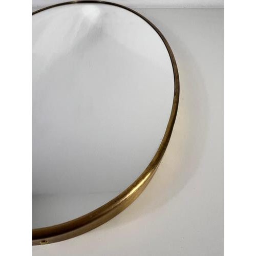 Gold Italian Oval Brass Framed Wall Mirror, 1960s For Sale - Image 8 of 12