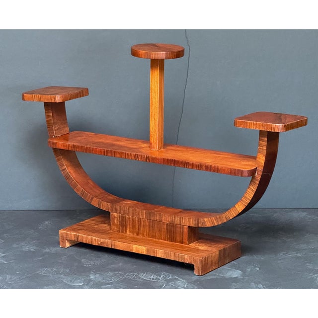 Art Deco Art Deco Plant Stand or Etagere of Figured Walnut From Italy For Sale - Image 3 of 10