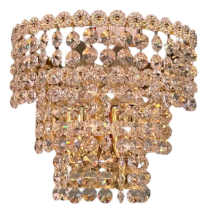 Mid-Century Crystal Glass Wall Lights in Brass and Swarovski Stones, 1960s, Set of 2