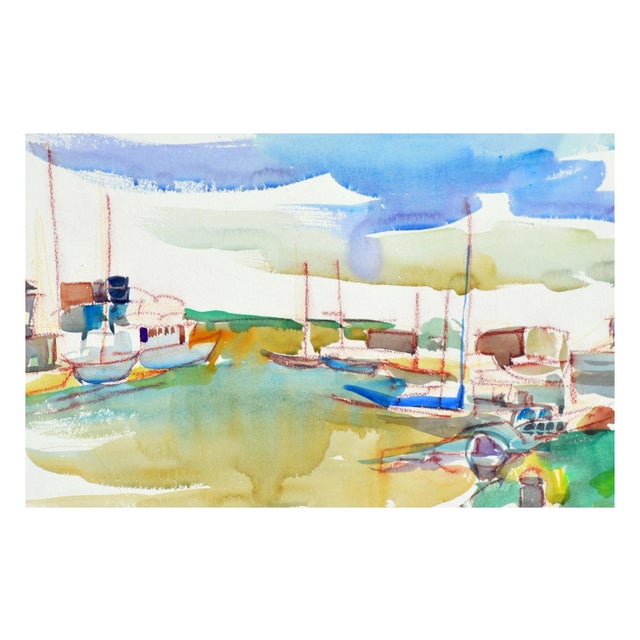 American Sail Boats in the Harbor Landscape by Virginia J Hughins For Sale - Image 3 of 5