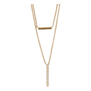 New Diamond Journey 2-Chain Layer Necklace 18k Yellow Gold Cable Chain For Sale