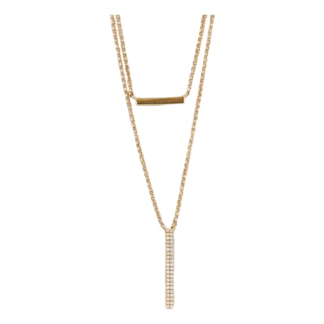 New Diamond Journey 2-Chain Layer Necklace 18k Yellow Gold Cable Chain For Sale