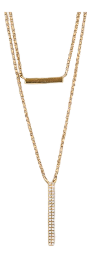New Diamond Journey 2-Chain Layer Necklace 18k Yellow Gold Cable Chain