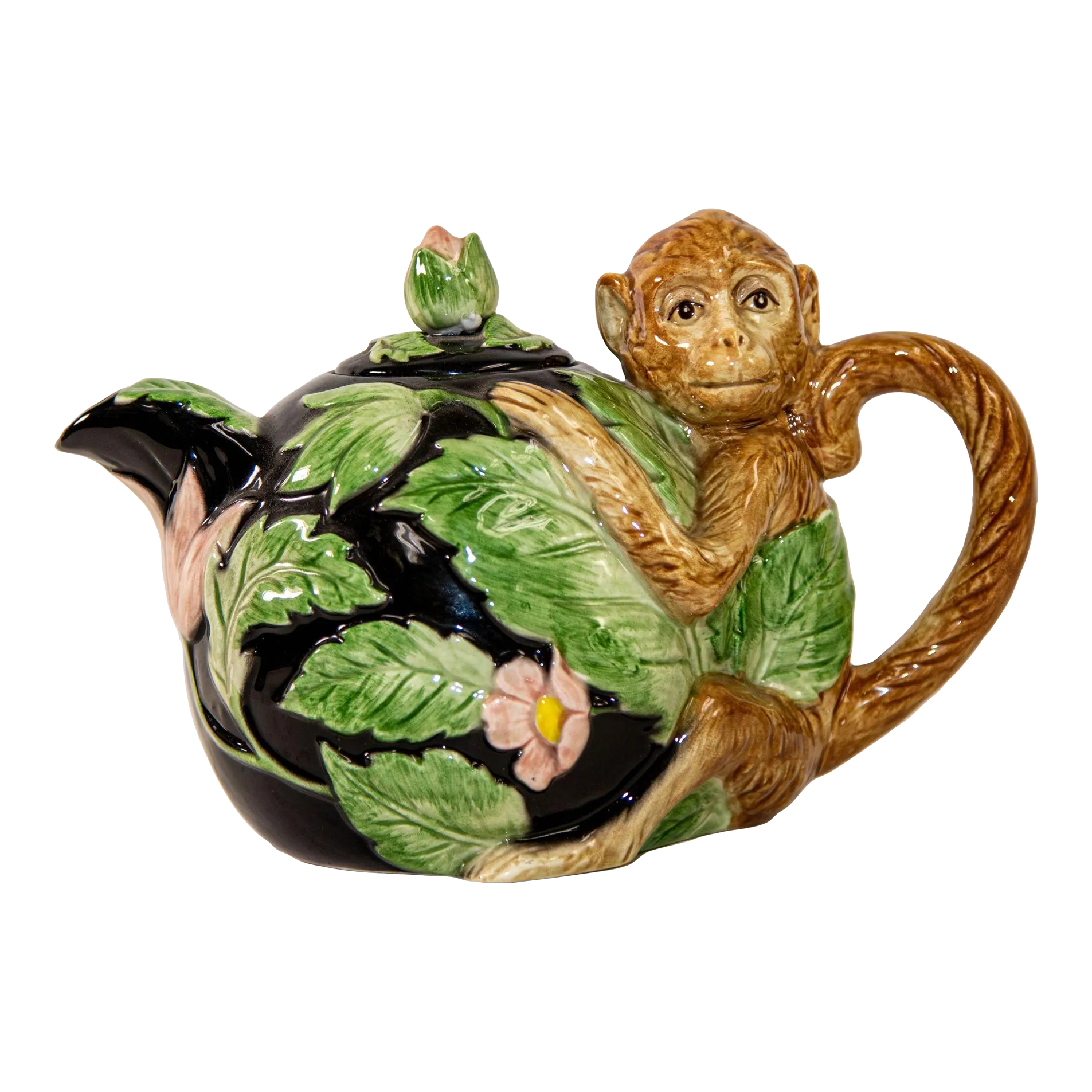 茶*ビ様 ソサエティー('89米) Blu-ray 廃盤 1980s Vintage Fitz and Floyd Rain Forest Majolica Monkey Ceramic