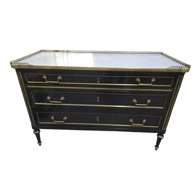 Ebonized Commodes with Marble Tops and Gilt Bronze Mounts, 1920s For Sale - Image 15 of 18