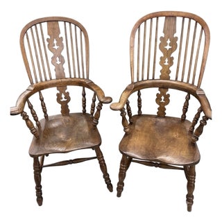 Vintage Windsor Hoop Back Arm Chairs For Sale