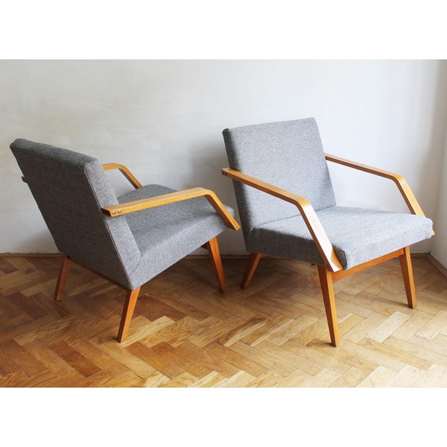 Armchairs with New Fabric, 1970s, Set of 2, in Very Good conditions. Designed 1970 to 1979 This piece is attributed to the...