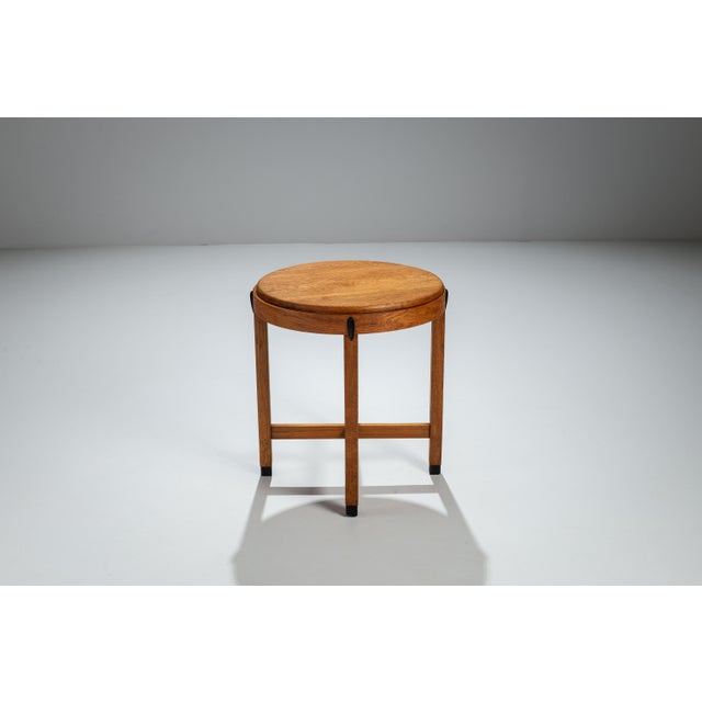 Art Deco Amsterdam School Round Side Table, 1930s For Sale - Image 3 of 11