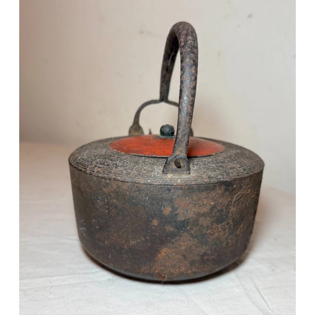 Rare Antique Early 19th Century Japanese Cast Iron Lacquer Sake Kettle Tea Pot For Sale - Image 10 of 16
