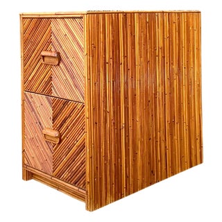 Vintage Pencil Reed Two-Drawer Filing Cabinet For Sale