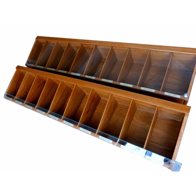 2x Large Vintage Mid Century shelf or desktop assortment case from the 60s with 10 compartment and glass covers,...