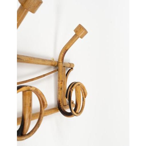 Mid-Century Wall Coat Rack in Bamboo and Rattan, Italy, 1960s For Sale - Image 11 of 14