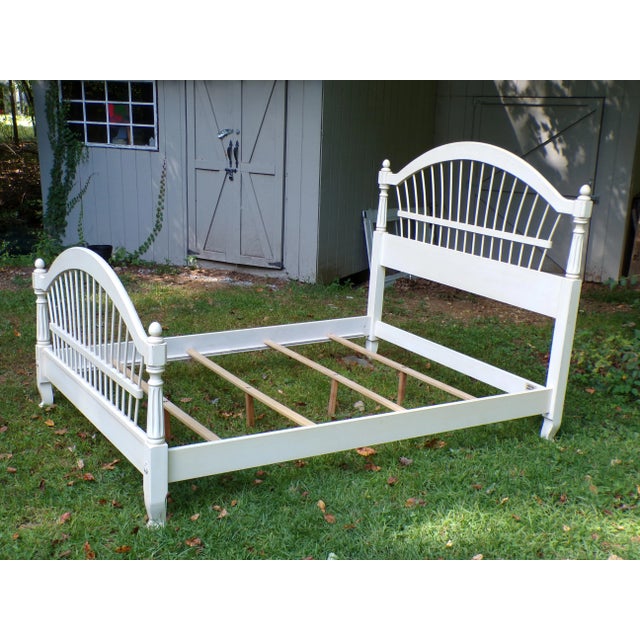 Vintage Ethan Allen Country French Wheatback Queen Bed Frame For Sale - Image 9 of 15