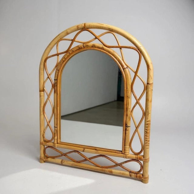 1960s French Rattan Wall Mirror, 1960s For Sale - Image 5 of 5