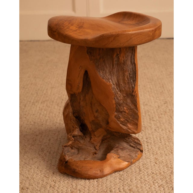 Vintage Brutalist Brown Stool, 1950s For Sale - Image 6 of 8