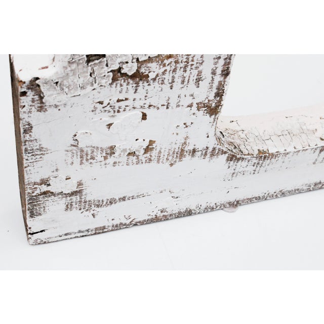 Antique Distressed White Painted/Carved Wooden Brackets For Sale - Image 4 of 7