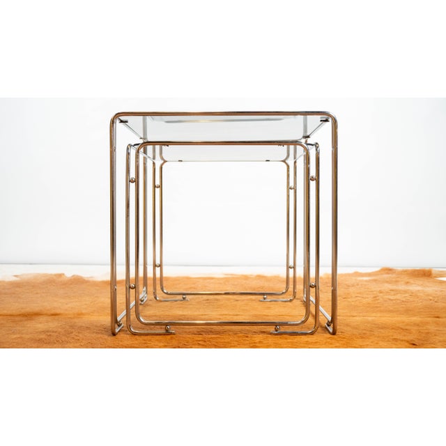 Metal 1970s Mid Century Chrome Nesting Tables, Set of 2 For Sale - Image 7 of 16