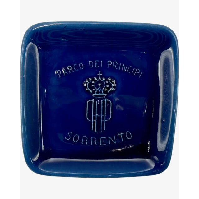 Blue Vintage Parco Dei Principi Sorrento Hotel Ashtray Dish Italy Blue Ceramic For Sale - Image 8 of 12