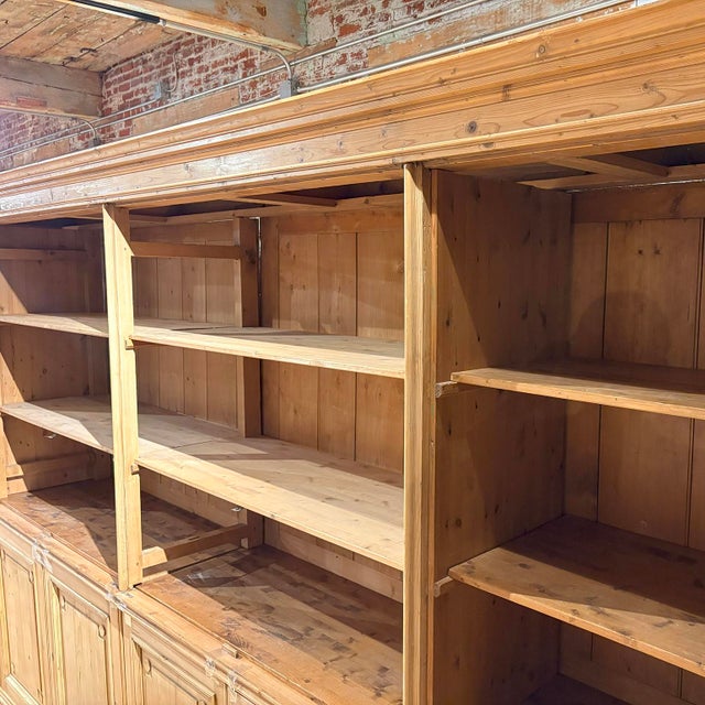 Wood A Grand Georgian-Style Pine Library Cupboard or Kitchen Cabinets, C. 1920. For Sale - Image 7 of 9