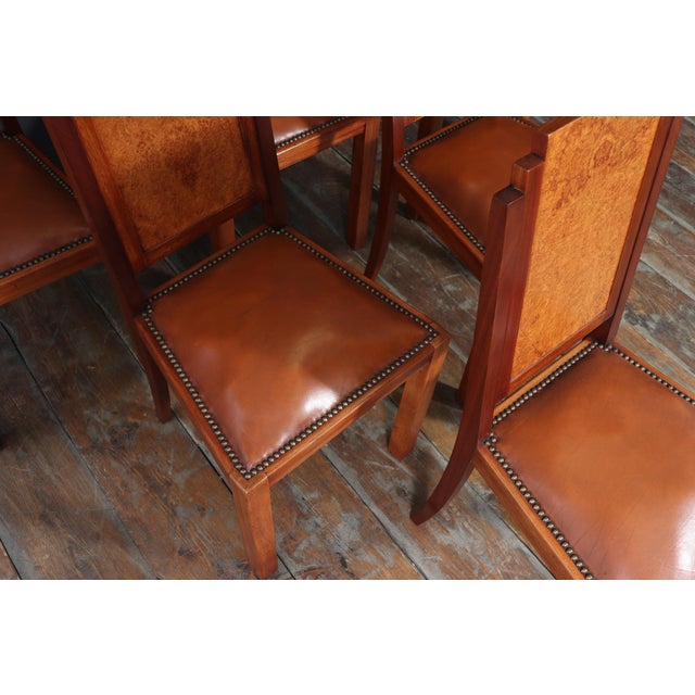 Art Deco French Dining Chairs in Amboyna, 1930, Set of 6 For Sale - Image 10 of 16