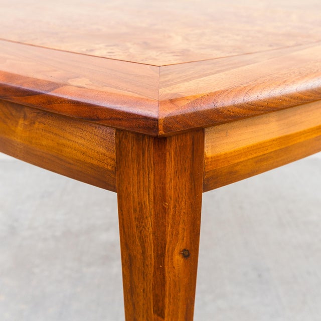 Vintage Mid Century Modern Walnut & Burl Extension Dining Table by Cal Mode For Sale - Image 12 of 15