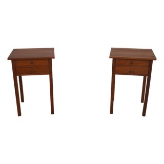 Pair of Stickley Cherry Two Drawer Nightstands For Sale