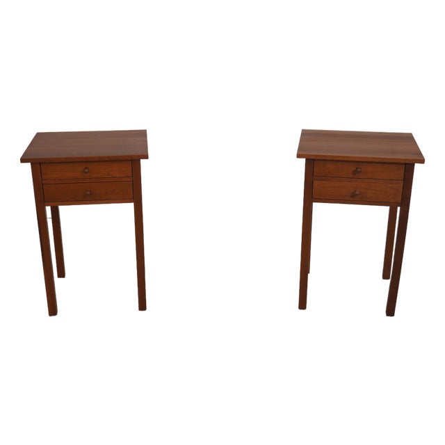 Pair of Stickley Cherry Two Drawer Nightstands For Sale