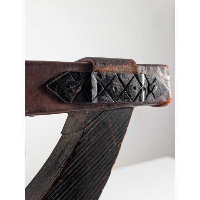 Colonial Curul Stool in Leather and Wrought Iron, Mexico, 1940s For Sale - Image 10 of 18
