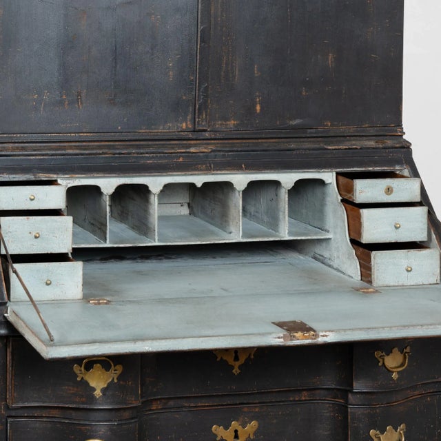 Late 18th Century Danish Black Painted Oak Secretary Bureau For Sale - Image 6 of 10