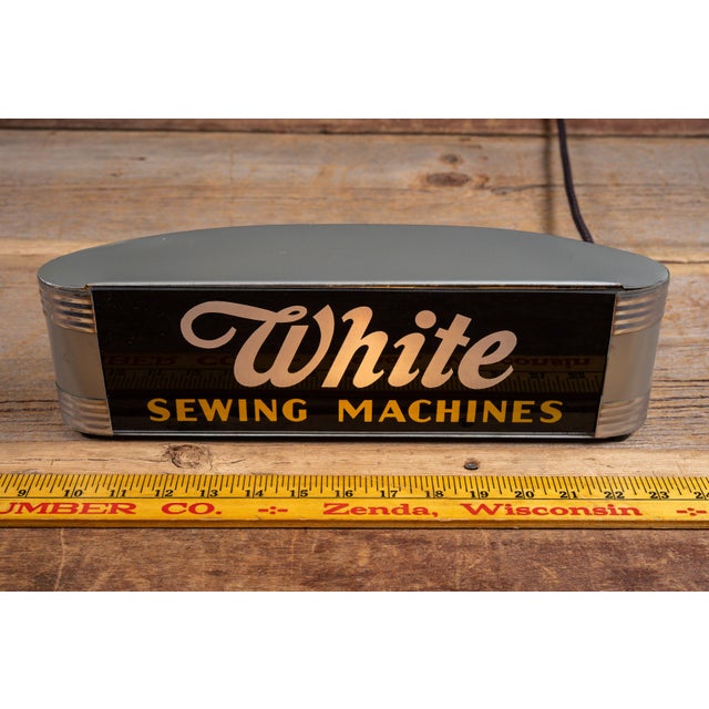 Art Deco White Sewing Machines Lighted Counter Display Sign For Sale In Chicago - Image 6 of 7