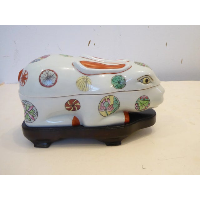 Vintage Chinese Porcelain Rabbit Tureens on Stands - a Pair For Sale - Image 9 of 10