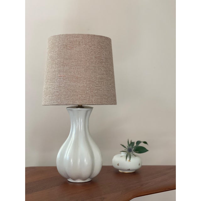 Creme Colored Table Lamp in Stoneware from Upsala Ekeby, 1950s. New EU wiring and excellent vintage condition. Hand made...