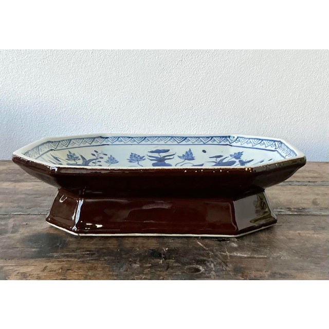 Chinoiserie Vintage Asian Hand Painted Chinoiserie Octagon Bowl - Set of Two For Sale - Image 3 of 12