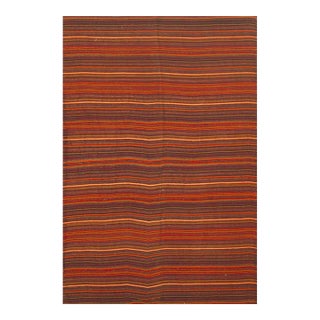 1950s Red Stripe Modern Vintage Mid Century Turkish Decorative Kilim Rug For Sale