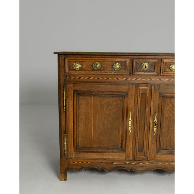 1820s French Baroque Oak Buffet With Brass Details For Sale - Image 12 of 18