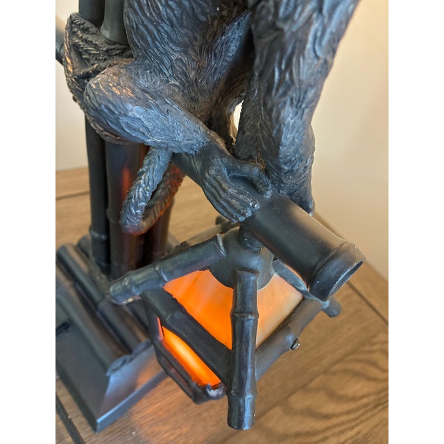 Wood Mid 20th Century Maitland Smith Style Monkey Bamboo Table Lamp For Sale - Image 7 of 14
