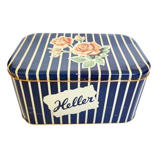 Mid-Century Striped Candy Manufacturer's Tin-Box, 1950s For Sale