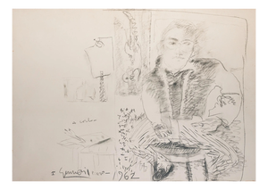 Portrait Study, 1962, Graphite Drawing