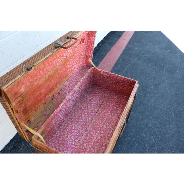 19th Century Woven Rattan & Bamboo Trunk on Metal Stand For Sale In Los Angeles - Image 6 of 18