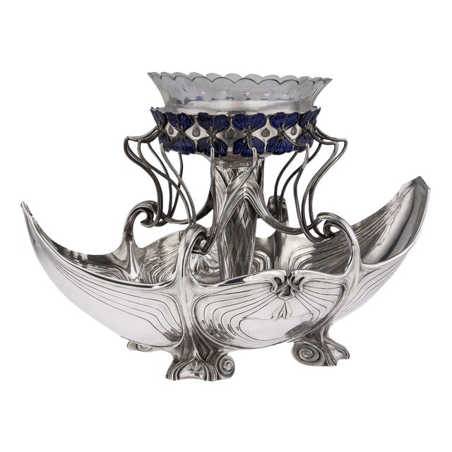 20th Century German Art Nouveau Silver & Enamel Centrepiece, 1900 For Sale