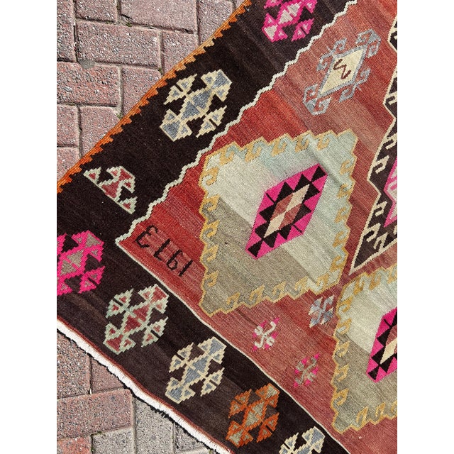 Mid-Century Modern 1960s Handmade Bold Design Kilim - 63" X 133" For Sale - Image 3 of 11