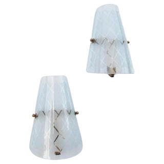 Wall Lights in Glass, 1950s, Set of 2 For Sale