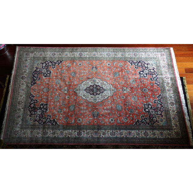 Tribal Antique Silk Hand Knotted Tabriz Rug - 6′8″ × 10′ For Sale - Image 3 of 4