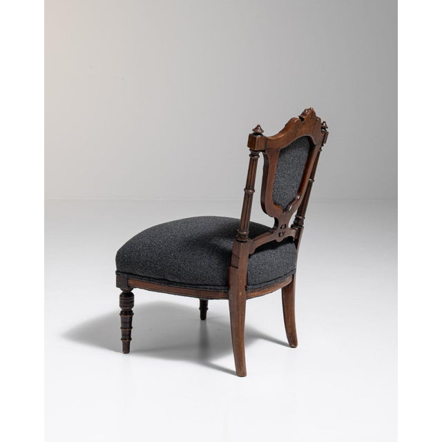 19th Century United Kingdom Charcoal Grey Carved Wood Side Chair For Sale In Greensboro - Image 6 of 11